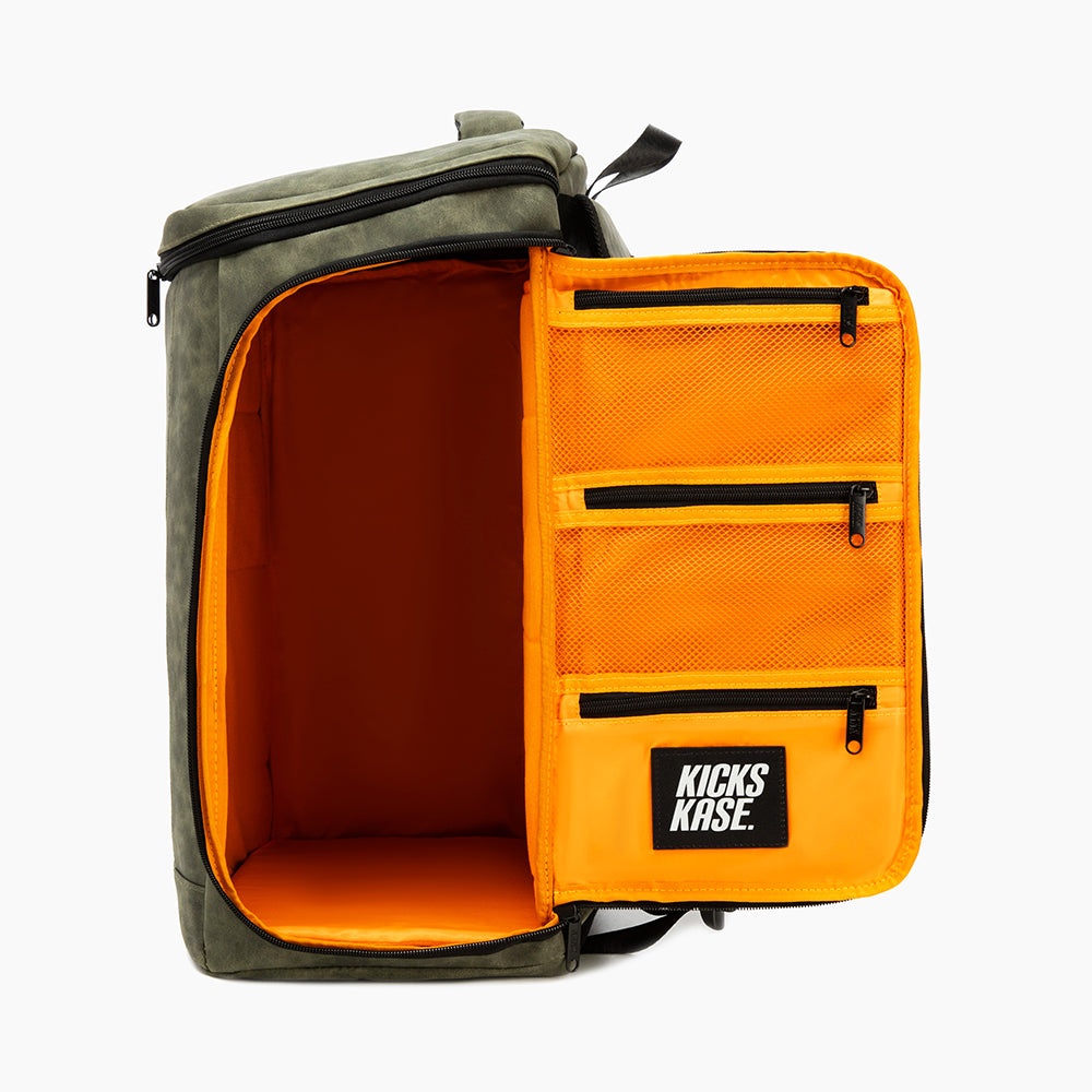 Suede Kicks Kase Backpack (Olive Green/Orange)