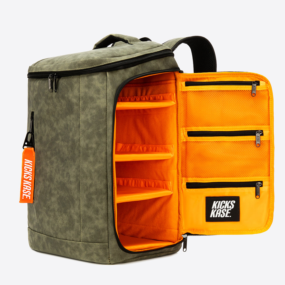 Suede Kicks Kase Backpack (Olive Green/Orange)