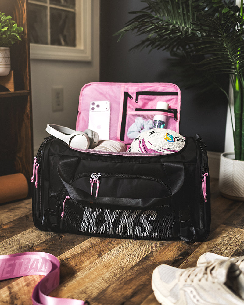 [COMING SOON] Training Day Duffle 32L (Black/Baby Pink Rhino)